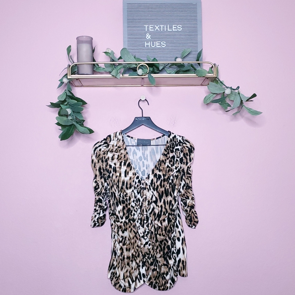 Anthropologie Sunday in Brooklyn Leopard Pring Ruched Blouse